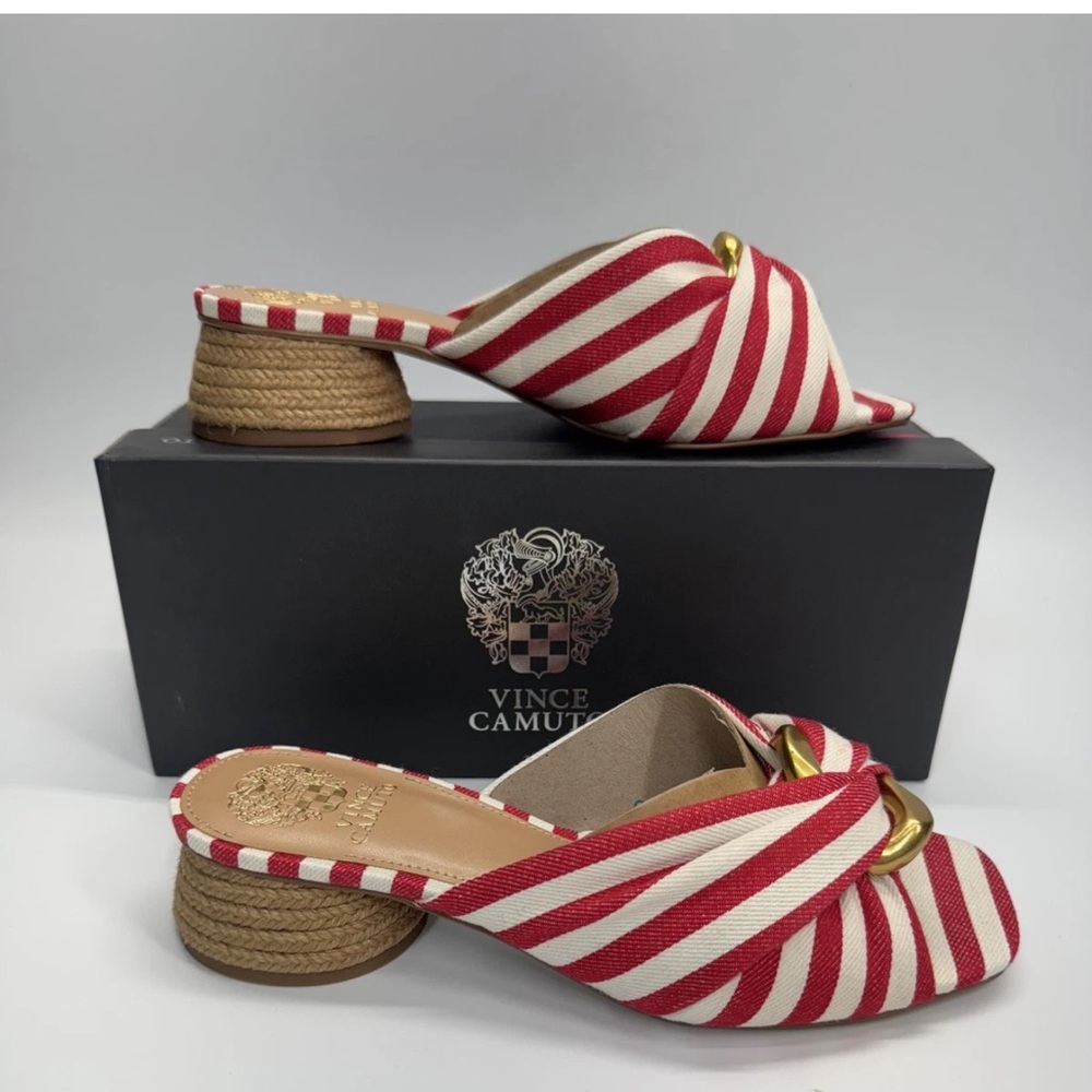 Vince Camuto Shoes Womens Size 9M Rose Stripe VC-Liane Espadrille Heels Summer - Picture 2 of 12